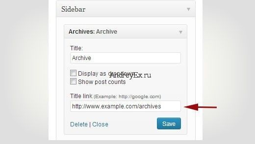 Как добавить ссылку заголовка на виджет в WordPress