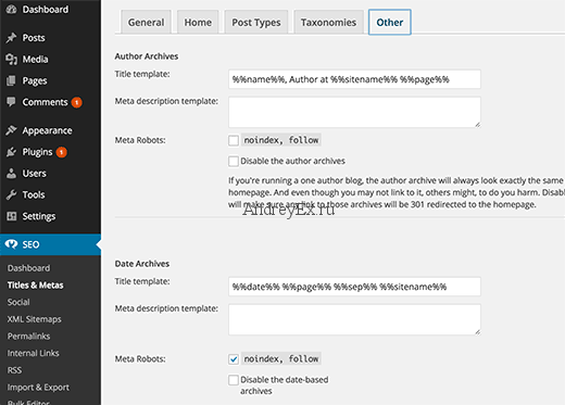 Правильный способ добавления NoIndex в архив страниц в WordPress