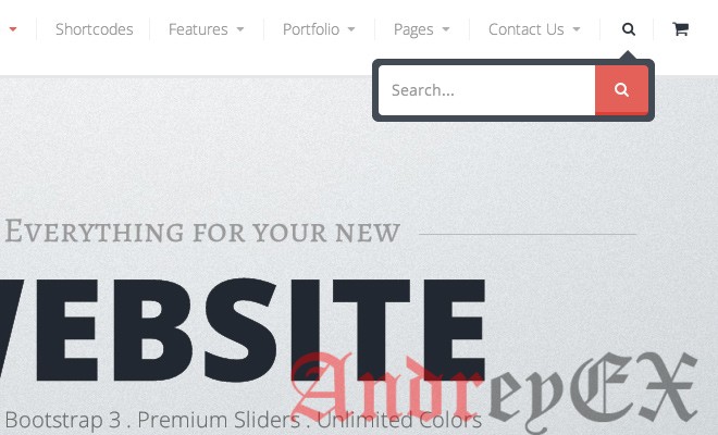 Пример переключателя поиска на сайте в дейтсвии