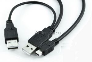 два USB-порта, Y-кабель или внешний адаптер