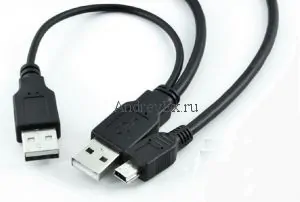 два USB-порта, Y-кабель или внешний адаптер