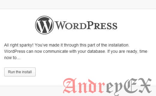 Запуск сценария установка WordPress