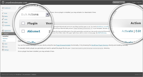 Активация плагинов в WordPress