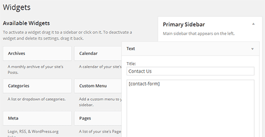 Использование шорткодов в виджетах WordPress