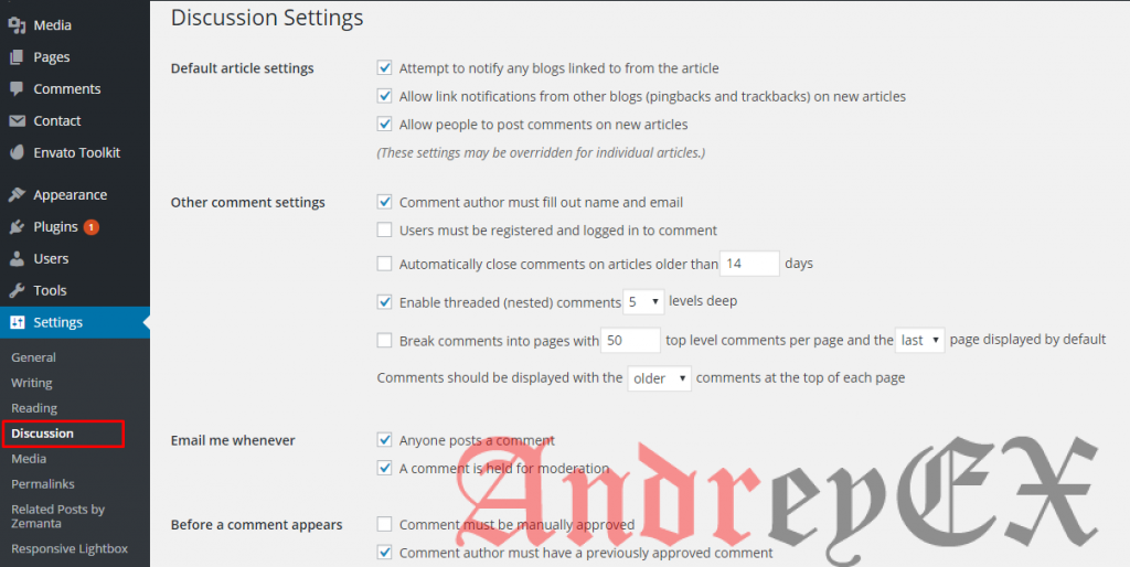 Настройка комментариев в WordPress