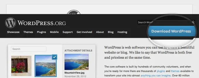 Загрузите установочный пакет WordPress