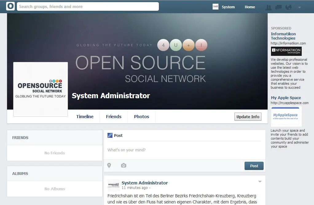 Установка Open Source Social Network на Ubuntu 16.04