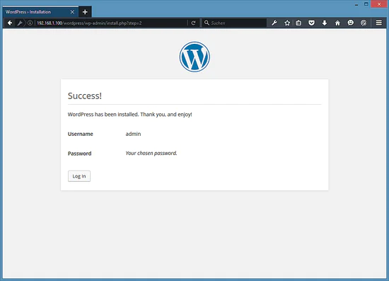 Установка WordPress закончена