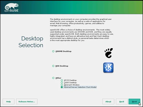OpenSUSE. Выбор версии сервера