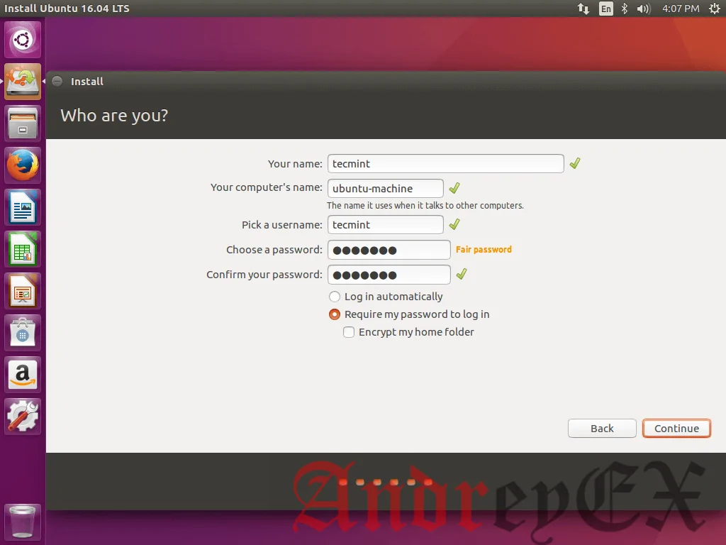 Создание учетной записи пользователя для Ubuntu 16.04