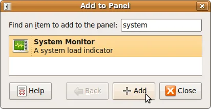 Ubuntu при помощи поиска добавить в панель System Monitor