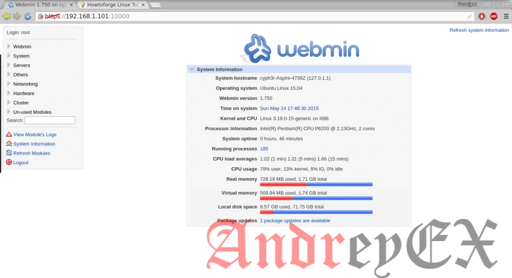 Установка Webmin на Ubuntu