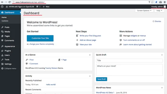 WordPress панель