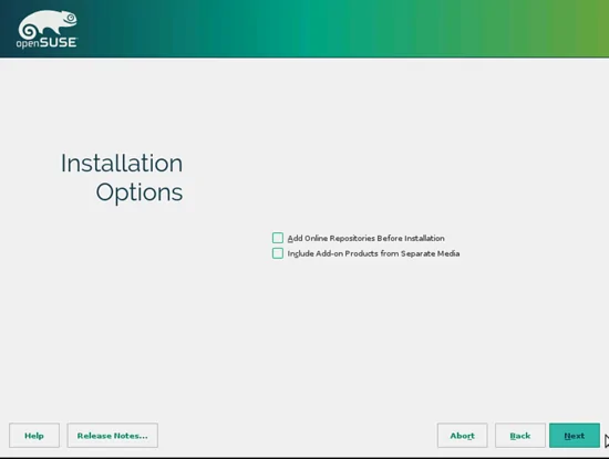 openSUSE. Опции установка