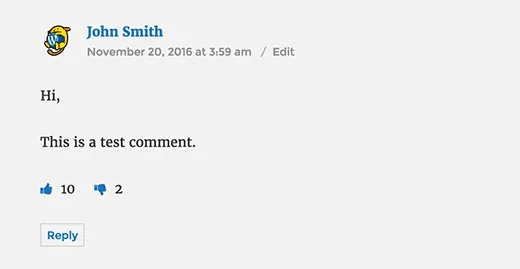 WordPress комментарий с кнопками нравится и не нравится