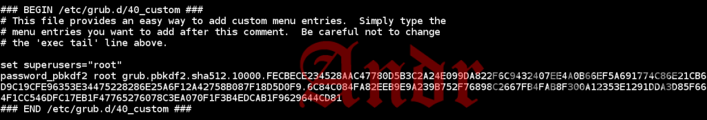 Проверка зашифрованного пароля в файле grub.cfg