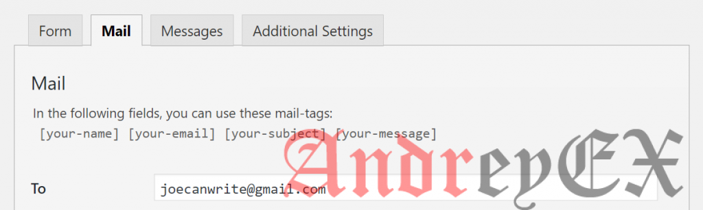 Настройка почты Контактной формы