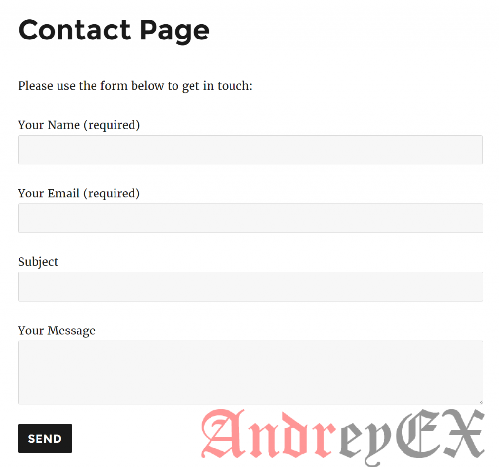 Опубликованная контактная форма