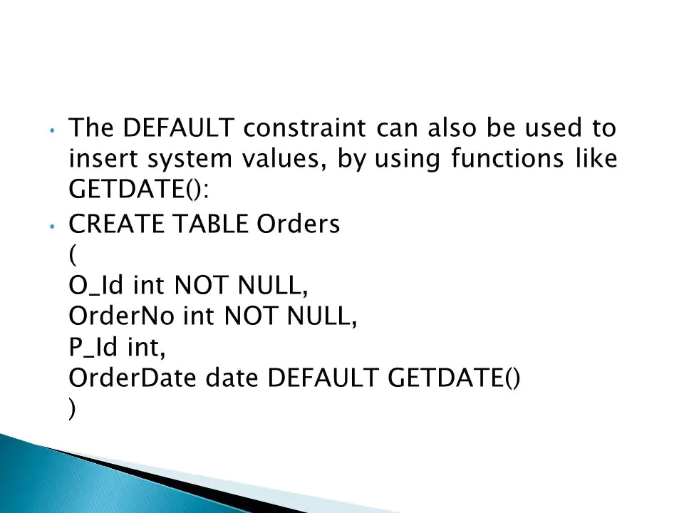 SQL - Константа DEFAULT