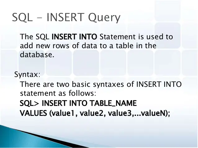 SQL - Запрос Insert