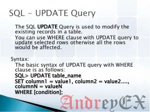 SQL - Запрос UPDATE