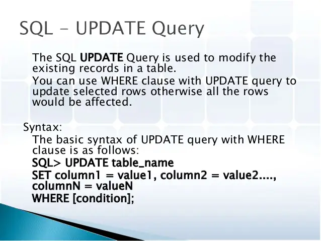 SQL - Запрос UPDATE