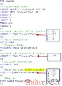 SQL - команда TRUNCATE TABLE
