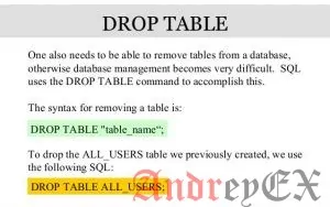 SQL - удаление таблиц
