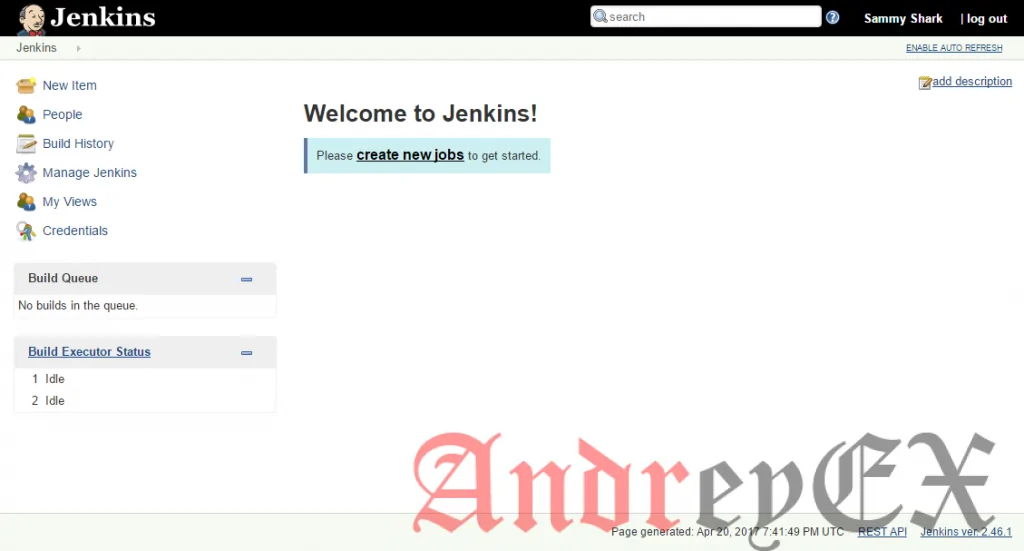 Добро пожаловать на экран Jenkins