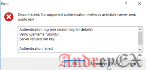 Как решить ошибку Disconnected No supported authentication methods available (server sent publickey) с Ubuntu в AWS EC2