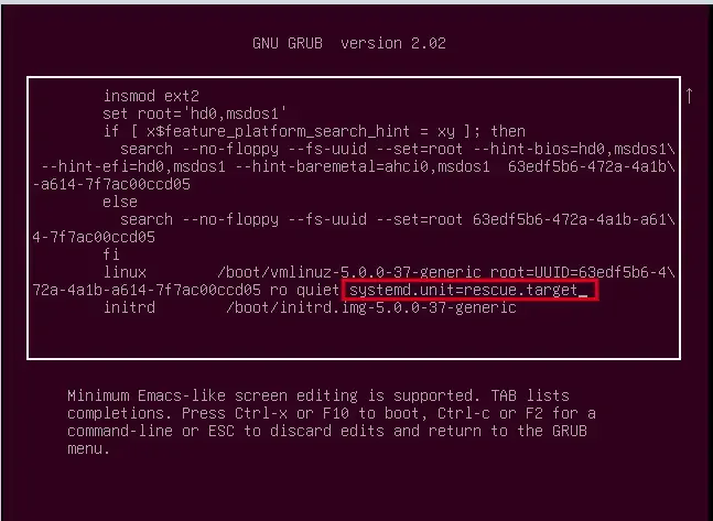 Загрузка Ubuntu в аварийно-спасательном режиме