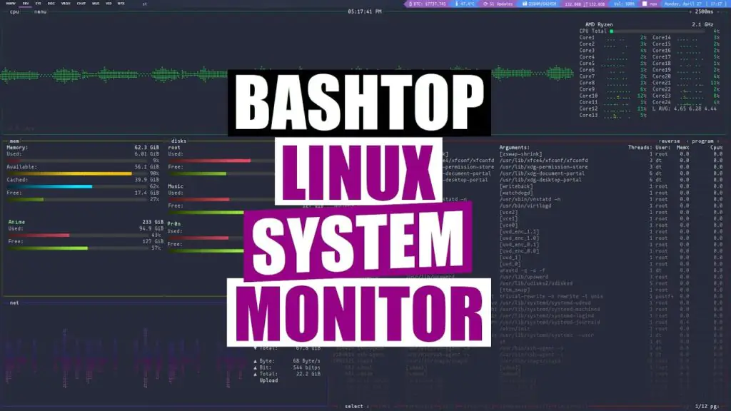 Bashtop - отличный монитор ресурсов Linux, написанный на Bash