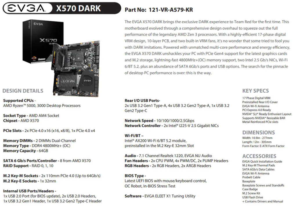 EVGA представляет материнскую плату X570 Dark