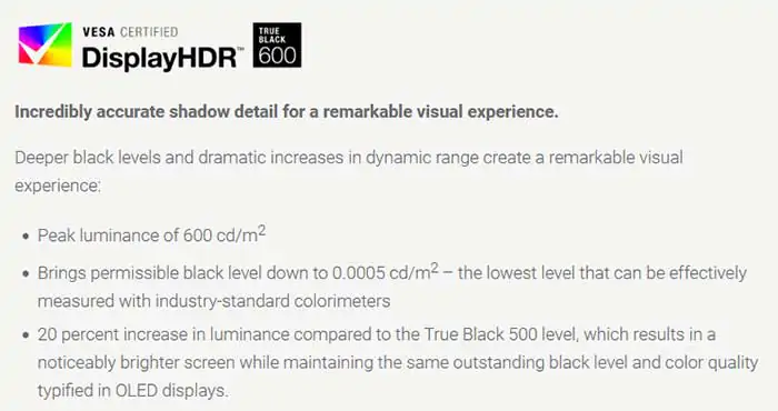 VESA. DisplayHDR True Black 600 уровня