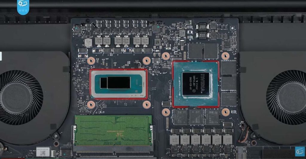 Графический процессор ноутбука Nvidia GeForce RTX 3080 Ti в разрезе