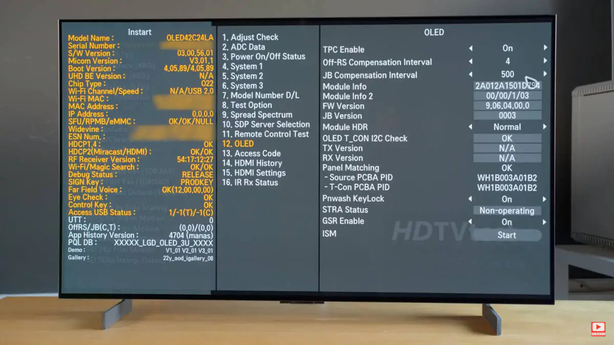 Секретное меню 42-дюймового OLED-телевизора LG C2