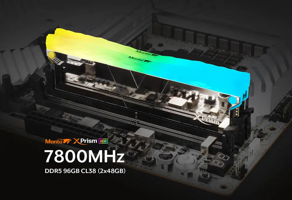 V-Color представляет память Manta XPrism DDR5-7800 RGB в колоссальных упаковках по 96 ГБ 3