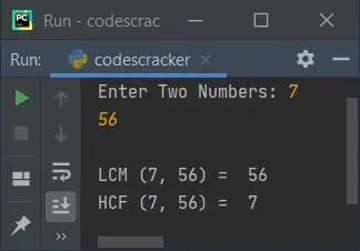 Программа на Python для поиска LCM из двух чисел