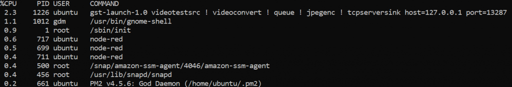 Рис. 4: Топ-10 процессов, потребляющих больше всего ресурсов процессора