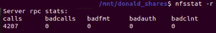 Рис. 6 : nfsstat показаны вызовы RPC