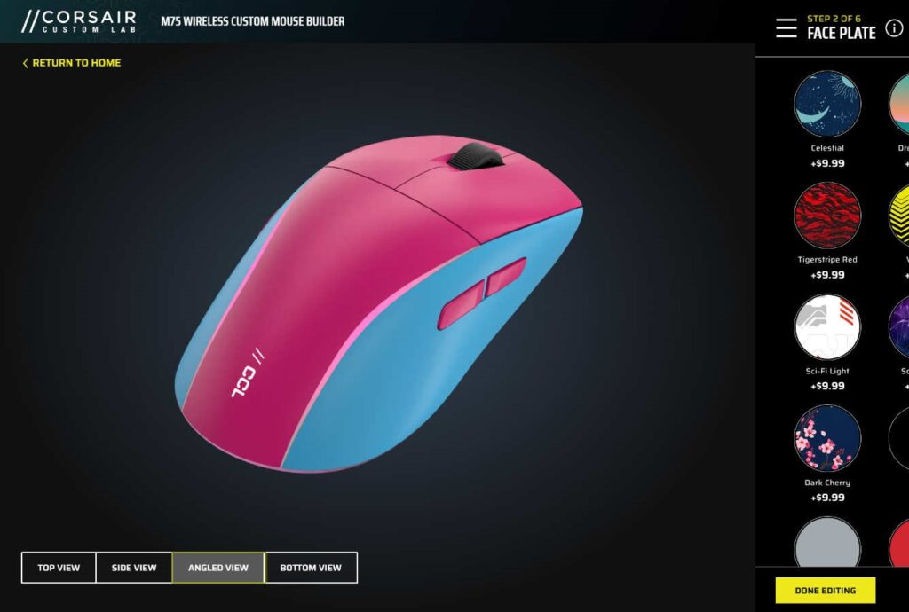 Corsair Custom Lab позволяет создавать дизайн для мыши, клавиатуры и коврика