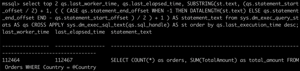 Рис. 1: Выходные данные для last_worker_time и last_elapsed_time запроса