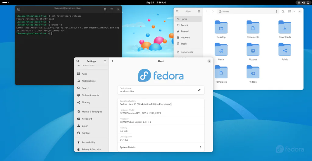 Официально выпущена 41 бета-версия Fedora Linux