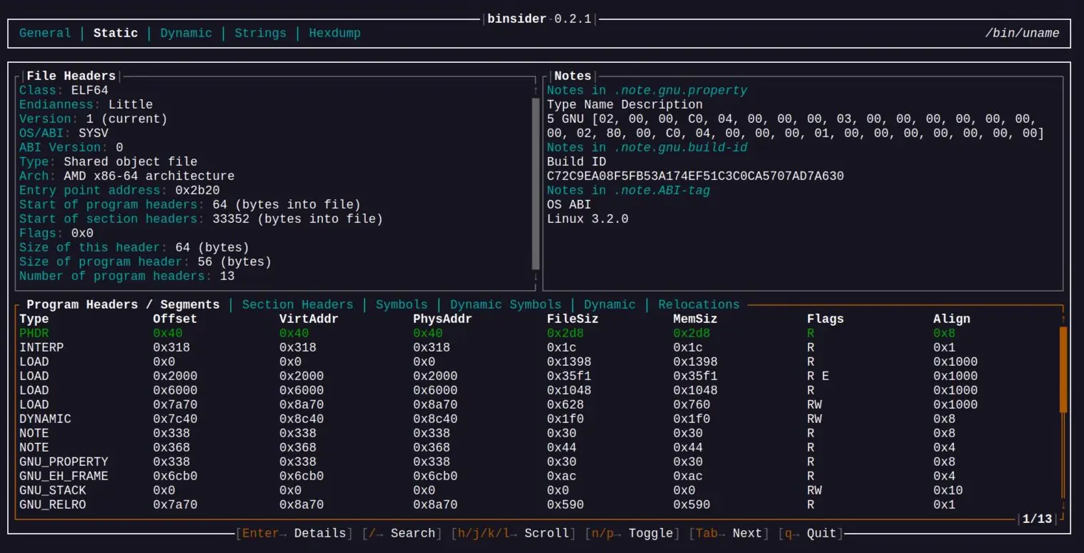 Как анализировать двоичные файлы ELF с помощью Binsider в Linux