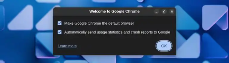 Начальные настройки Google Chrome.