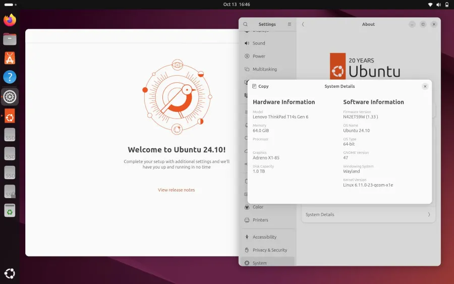 Выпущен обновлённый установочный образ Ubuntu 24.10 для ноутбуков Snapdragon X1 Elite