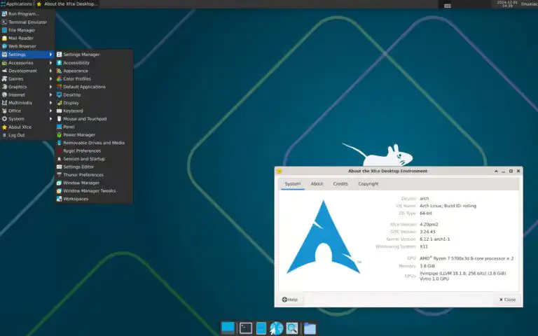 Среда рабочего стола Xfce 4.20 Pre2