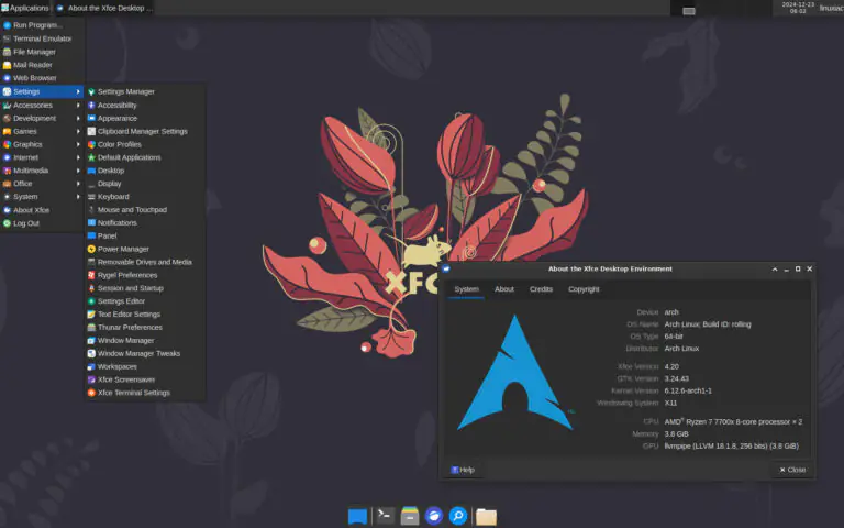 Среда рабочего стола Xfce 4.20 появилась в репозиториях Arch