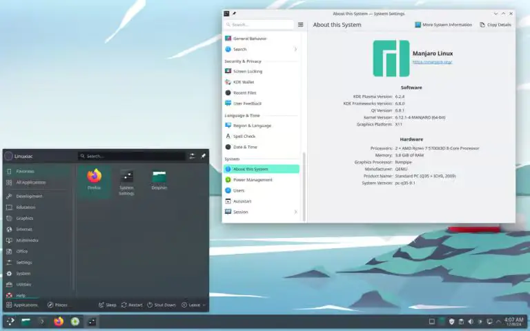 Версия Manjaro 24.2 Plasma Edition