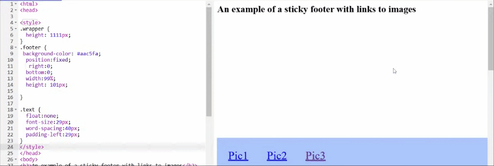 Sticky Footer Links